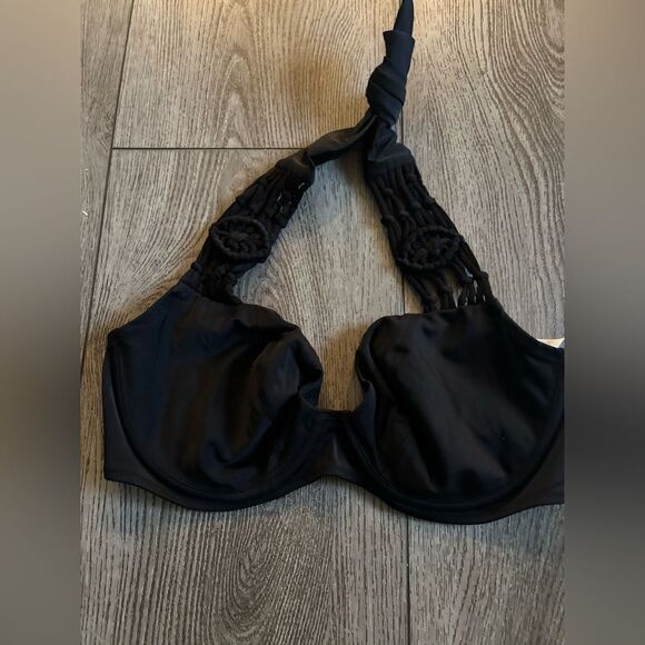 Freya Women's Standard Macramé Plunging Halter Bikini Top with Underwire - Picture 2 of 8